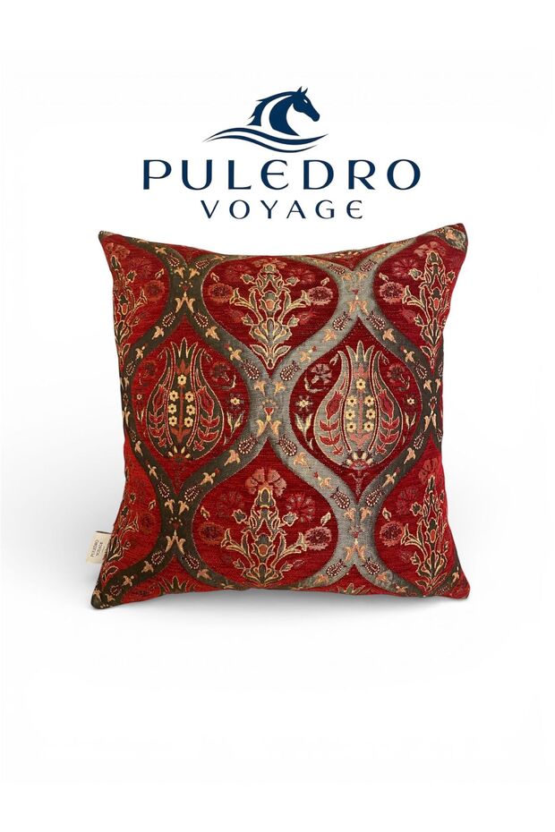 Decorative Throw Pillow Cover 45X45 cm Palace Motif Tulip Patterned Sofa Pillow Cover