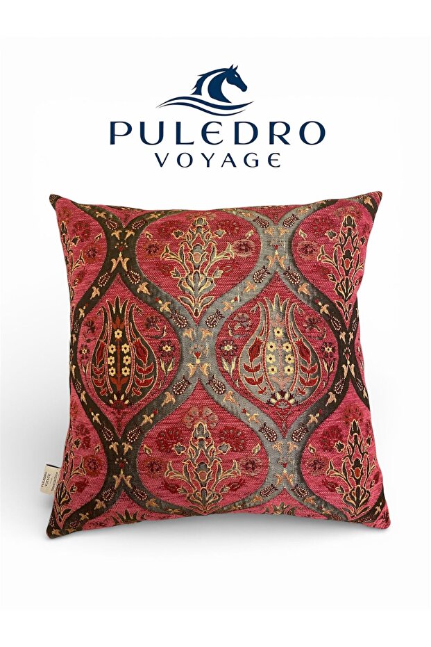 Decorative Throw Pillow Cover 45X45 cm Palace Motif Tulip Patterned Sofa Pillow Cover
