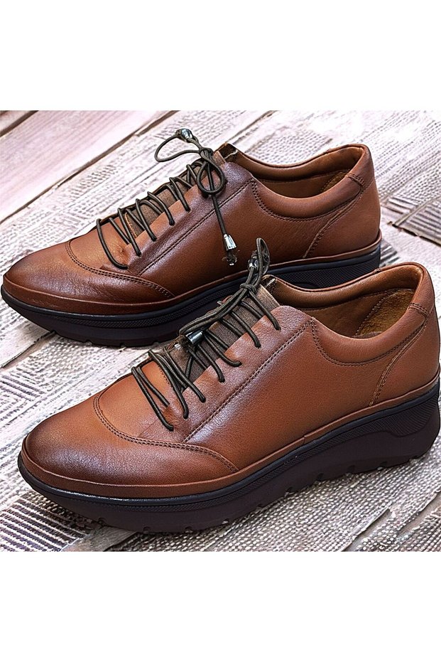Genuine Leather Padded Heels with Rubber Straps Orthopedic Daily Women's Casual Shoes