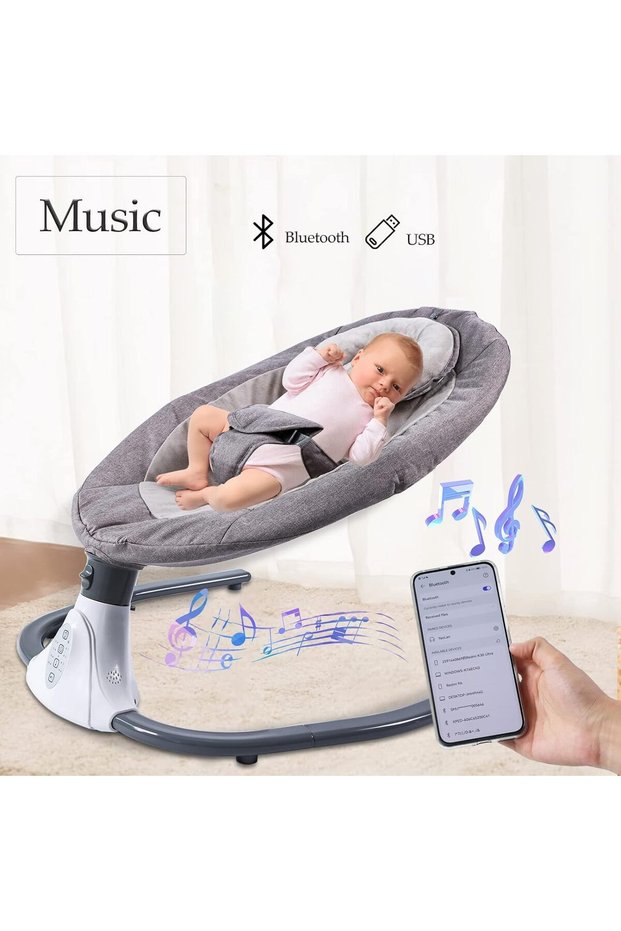 Baby Electric Rocking Chair Baby Swing Crib Smart Bluetooth Electric Cradle with Remote Contr