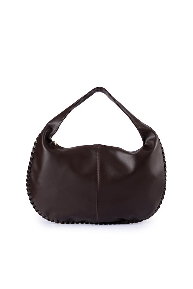 Barela Faux Leather Knitted Detailed Women's Hand and Shoulder Bag Brown