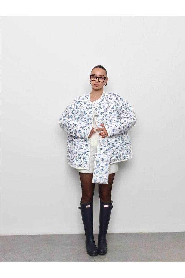 Patchwork Çiçek Desenli Ceket - 5