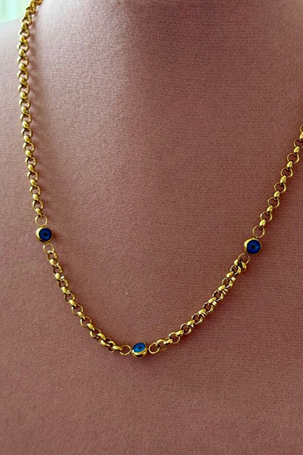 Steel jeweler model doc chain evil eye necklace