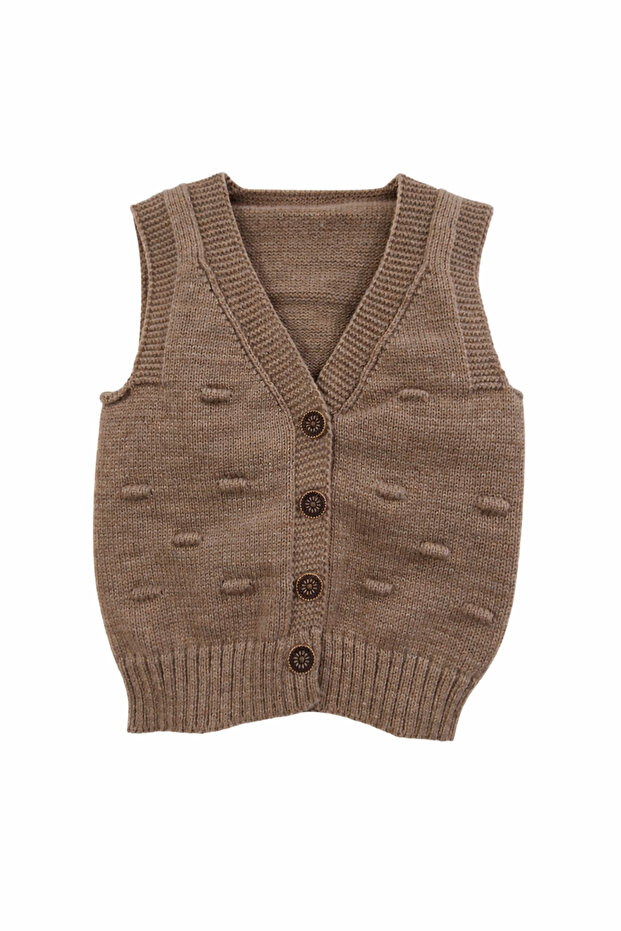 Boy's Knitted Vest with Bean Pattern
