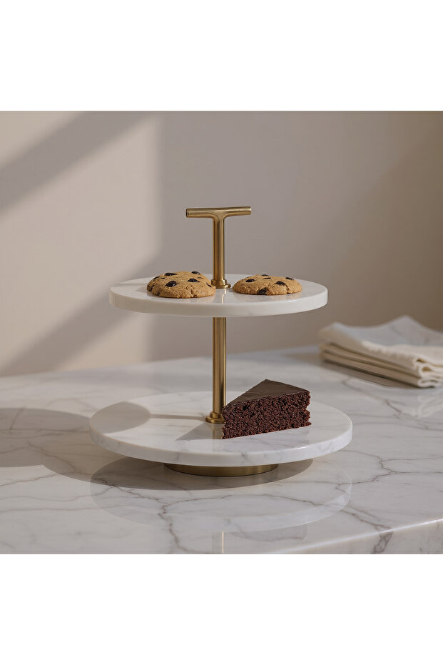 طبق تقديم من الرخام من بليك مادلين - 25 سم - 1