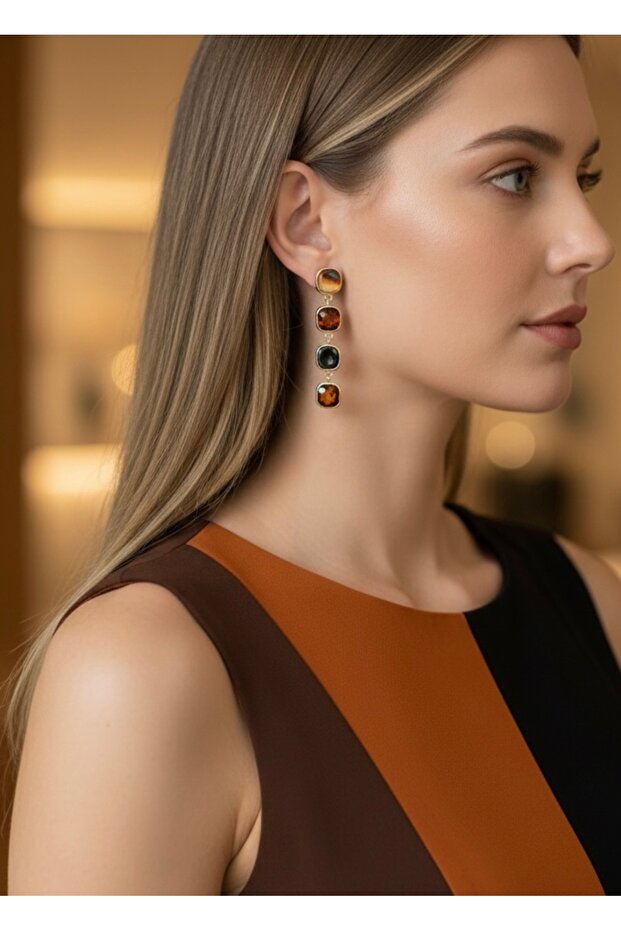 Stone Dangle Earrings - 1