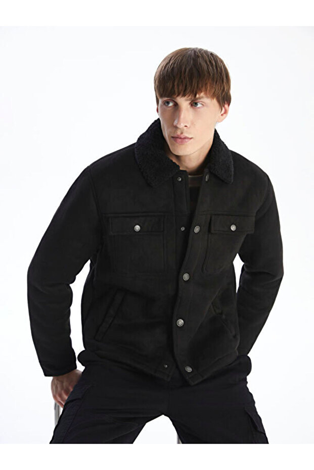 I Standard Molded Fur Roba Collar Suede Men's Coat from Freezen Store