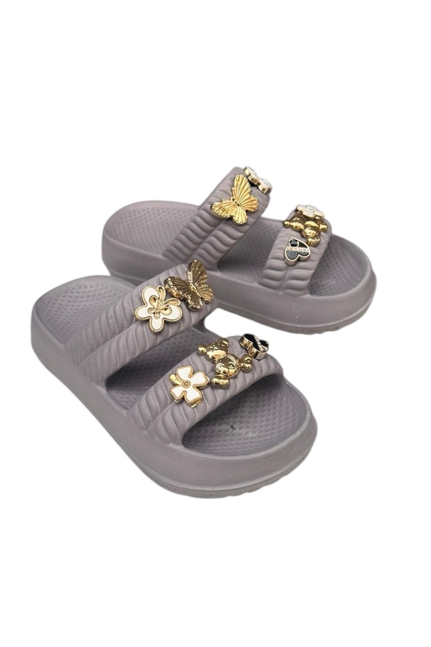 Girls' Soft Sole Slippers with Stone Accents and Light Sole