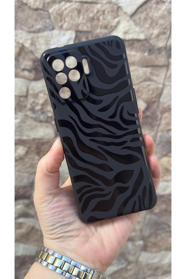 Oppo Reno 5 Lite Compatible Zebra Patterned Silicone Shock Absorbing Classic Protected Rubber Case