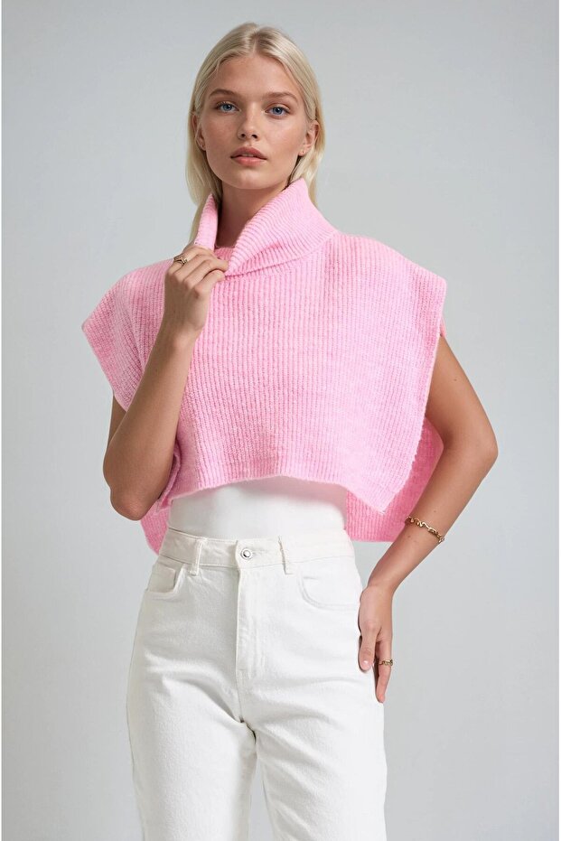 Sleeveless Turtleneck Knitwear Sweater 1427