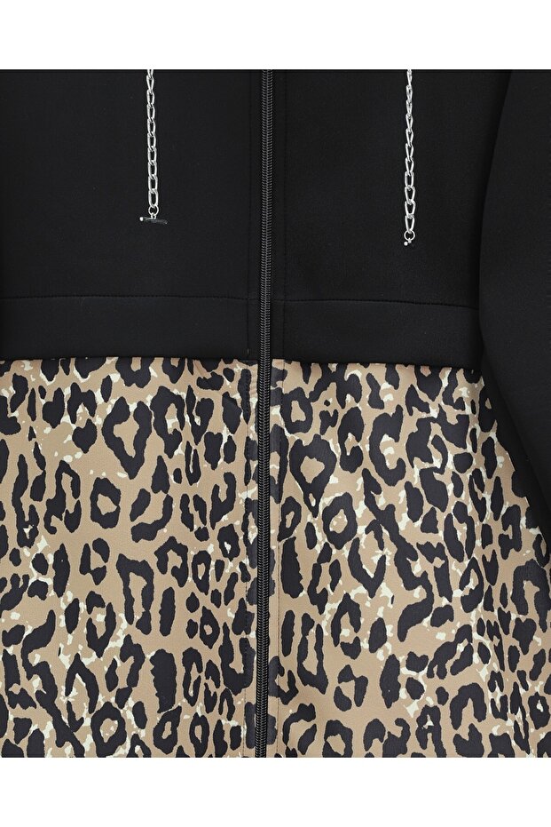 بدلة سكوبا بنقشة الفهد مع سحاب - أسود - 3