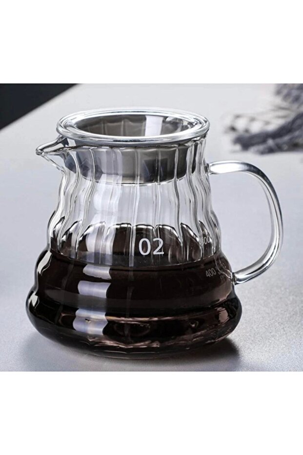 سيرفر زجاج لتقطير V60 قهوة مقلم ابريق تقديم القهوة 02 سعة 500 ملي