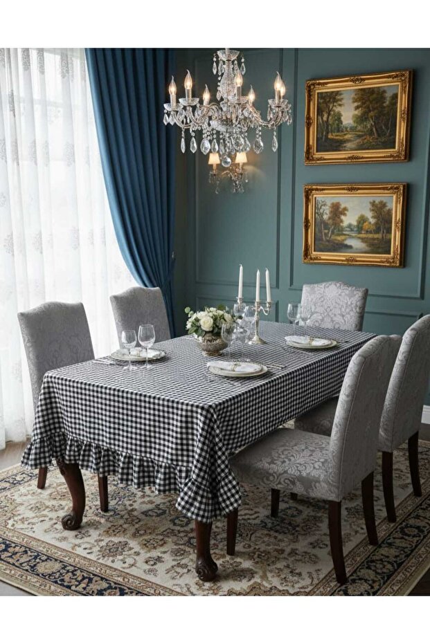 مفرش طاولة منقوش بتصميم كشكش - 3