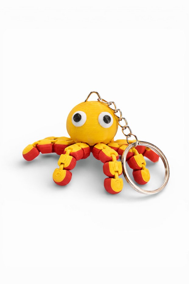 Cute Octopus Keychain with Fan Jointed Movable Parts, Bag and Car Ornament