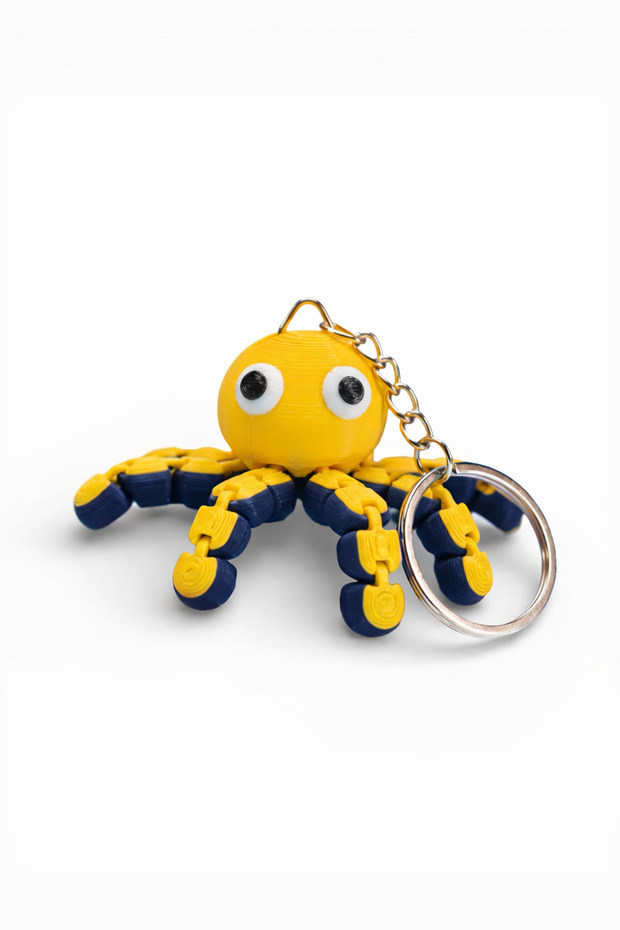 Cute Octopus Keychain with Fan Jointed Movable Parts, Bag and Car Ornament