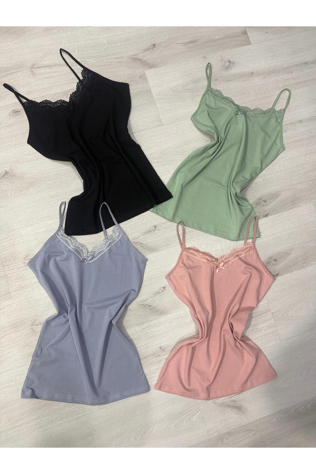 Cotton Flexible Lace Women's Undershirt 4-Piece Set