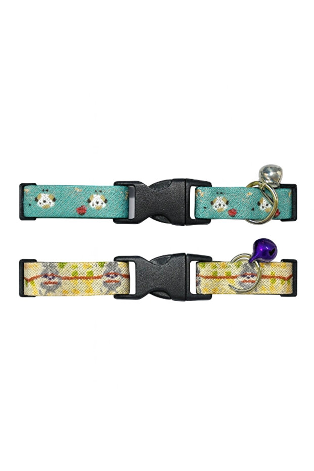 طوق قطط منقوش مع جرس - 4