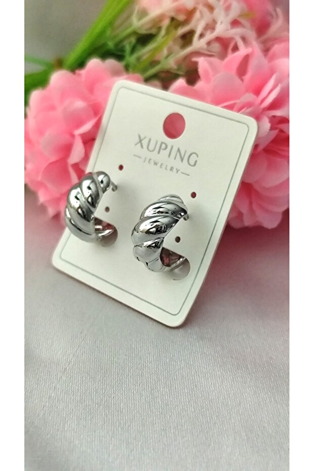 Xuping Earrings Hypoallergenic Non-Tarnish in Silver Color-2Cm