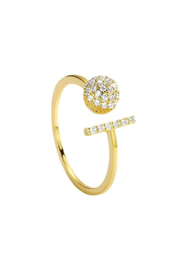Cubic Zirconia Geometric Minimalist Adjustable Band Ring