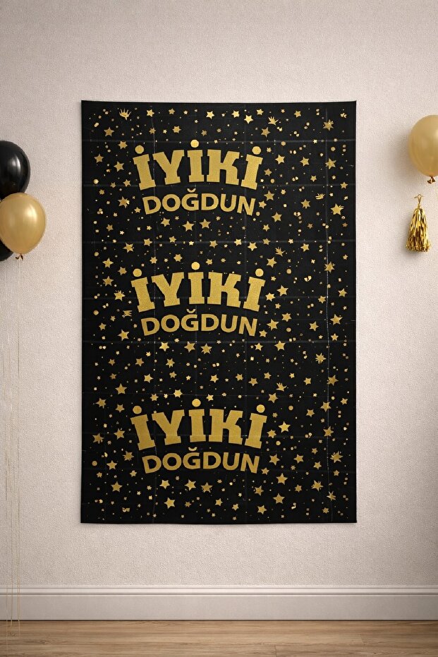 Happy Birthday Printed Metallized Backdrop Curtain Birthday Party Set Decoration
