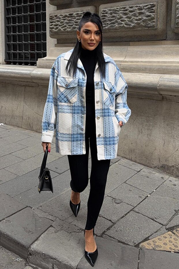 Plaid Patterned Loose Jacket 6193 - 7