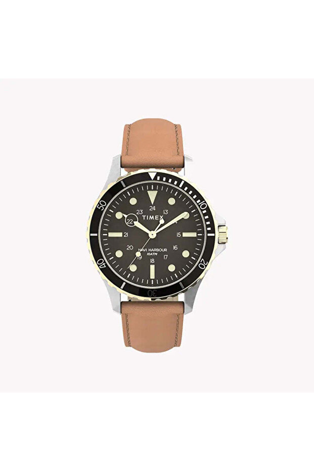 Men's Black Dial Watch, Tan Leather Band | Tw2u55600