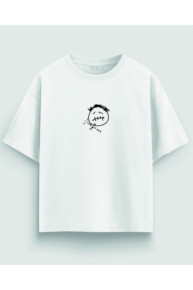 White Oversized Printed Men's T-Shirt