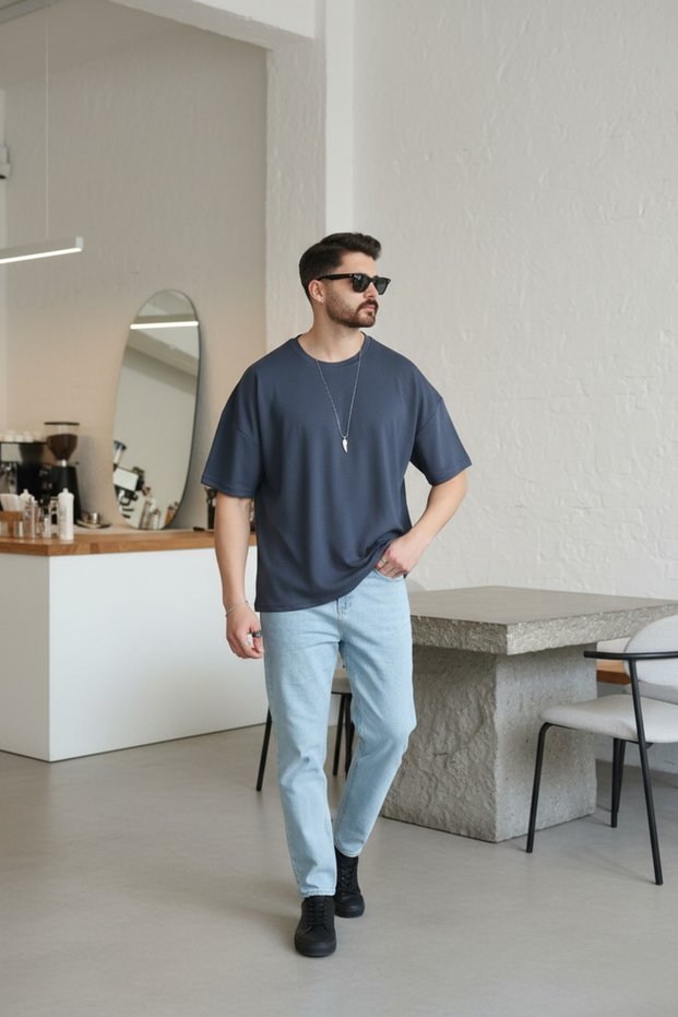 Men's Oversize Modal Fabric Non-Fading Vibrant Color Silky Textured T-Shirt
