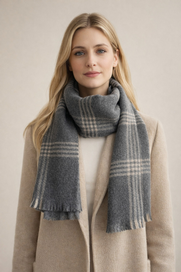 Plaid Scarf Square Patterned Women's Shoulder Shawl - Soft Textured Winter Women's