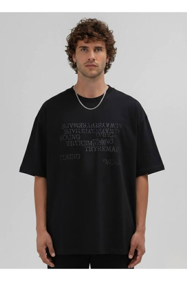Men's Crew Neck Printed Oversize Short Sleeve T-Shirt