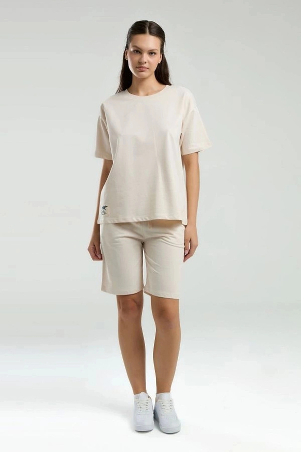 Kadın Krem Şort Takım - 2