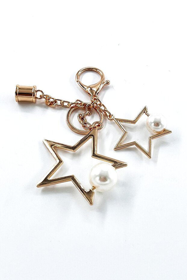 Stylish Star Shaped Pearl Keychain and Bag Accessory Lacquer Coated Tarnish Resistant
