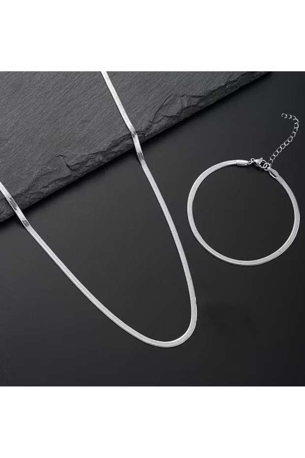 Unisex Tarnish Resistant Stainless Steel Guaranteed Italian Steel Snake Necklace Bracelet Set