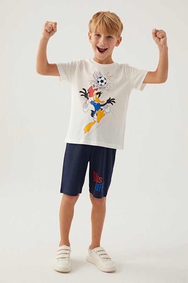Looney tunes 1694 cotton short sleeve licensed boys bermuda set