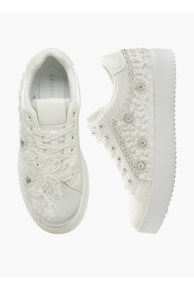 Women Embellished Lace-Up Sneakers