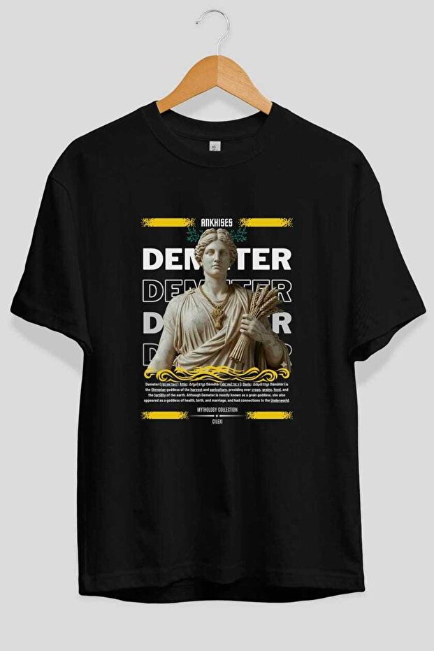 Demeter 1 Mythology Front Printed Black Oversized T-Shirt Men Women Cotton Crew Neck Tshirt