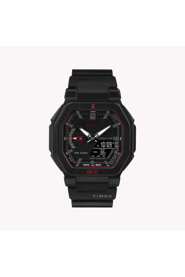Men's Black Resin Watch, Red Luminous | T5k612