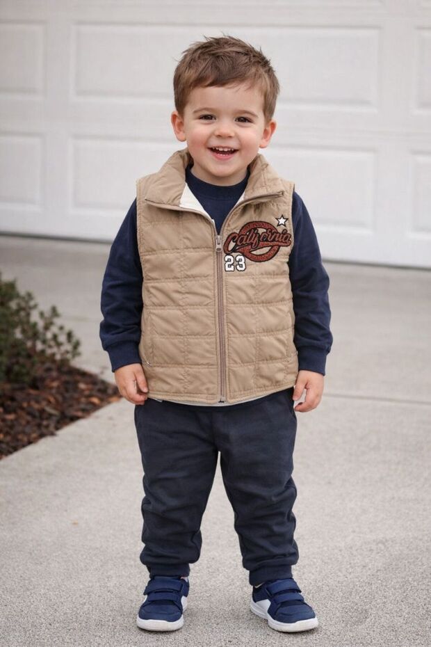 Boy's Printed Vest 3-Piece Set Casual Stylish Sports Combination