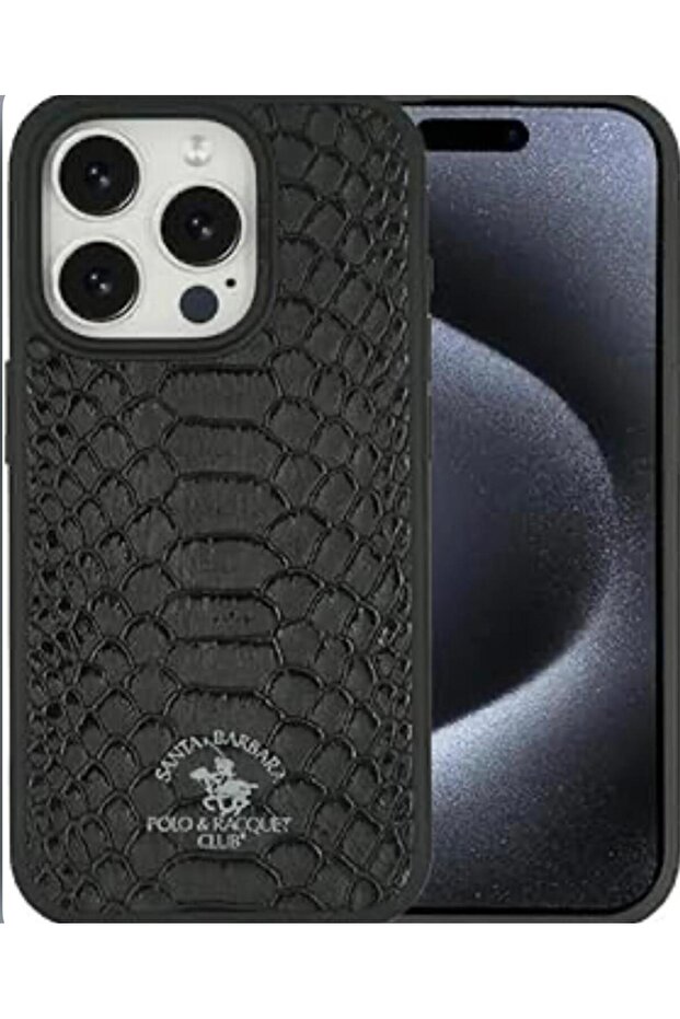 Santa Barbara Polo & Racquet Club iPhone 15 Pro Case, Knight Series Snake Texture Phone Case