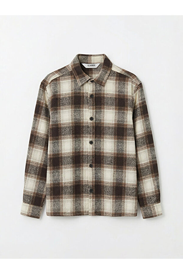 Rmz Gi̇yi̇m Farki̇yla Checkered Embroidered Boys' Lumberjack Shirt