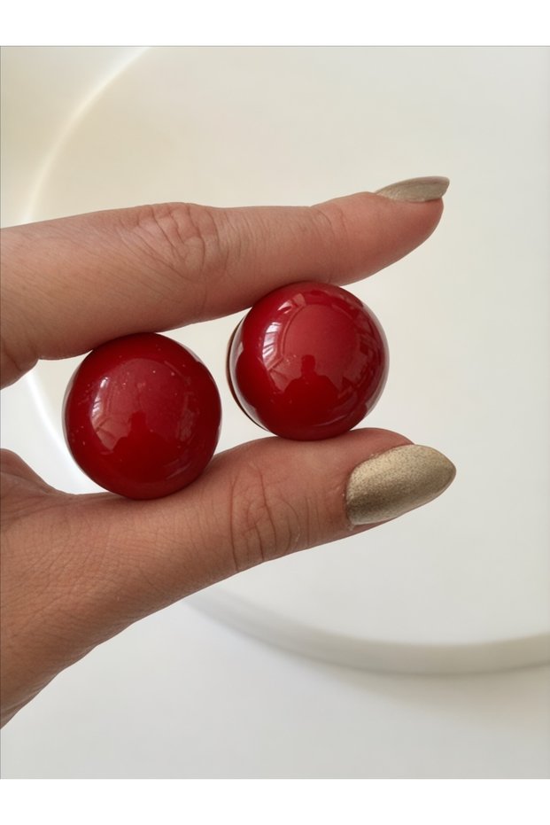 Women's Special Series Bombé Top Red Gold Earrings