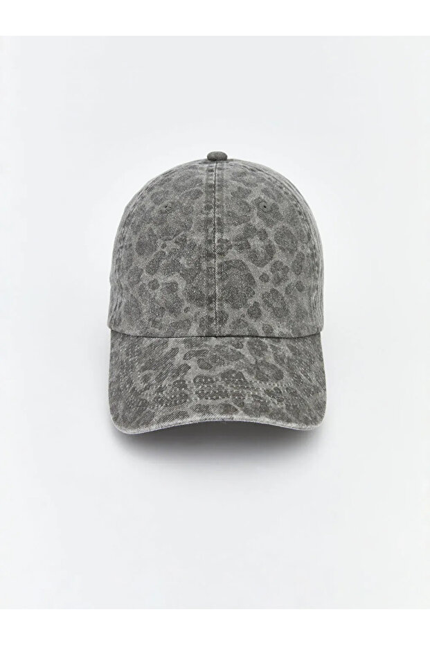 Anthracite Leopard Patterned Women's Cap Hat