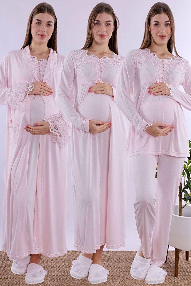 Maternity and Postpartum Set with Breastfeeding Feature for Prenatal and Postnatal Use Mecit | 4 Pieces - Pink