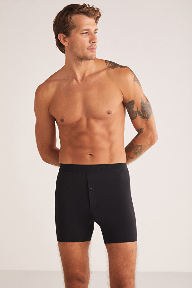 Men'S, Modal, Waist-Banded, Narrow Leg, Long Boxer Shorts (with Socks as a Gift)
