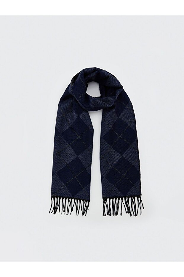 Plaid Patterned Tasseled Men's Scarf