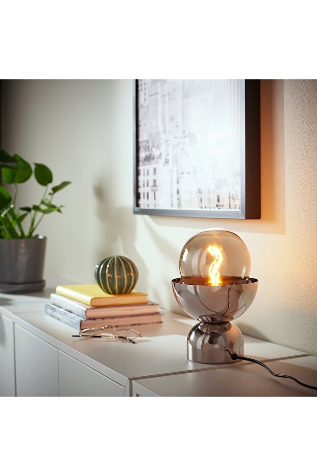مصباح طاولة، مطلي بالنيكل - 3