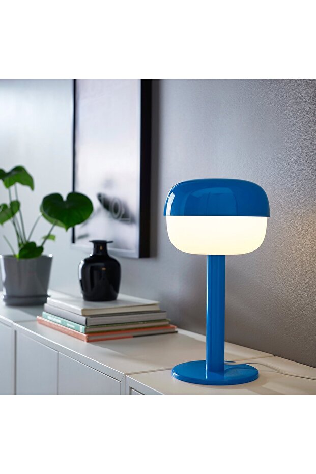 مصباح طاولة، أزرق، 36 سم - 3