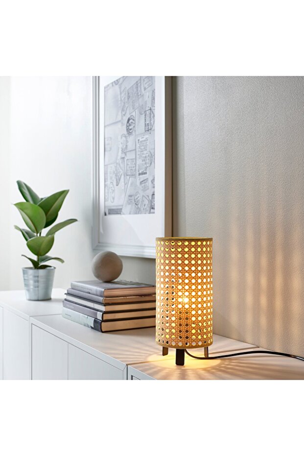 مصباح طاولة، بيج/أسود، 26 سم - 3