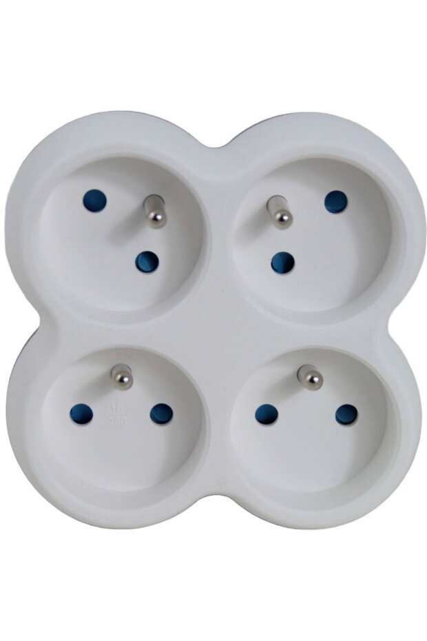 ELEC. SOCKET SPLITTER 4 SOCKET WHITE/GREY - 1