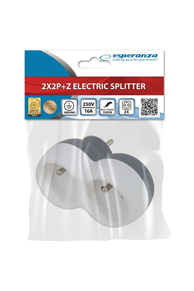 ELEC. SOCKET SPLITTER 2 SOCKET WHITE/GREY - 6